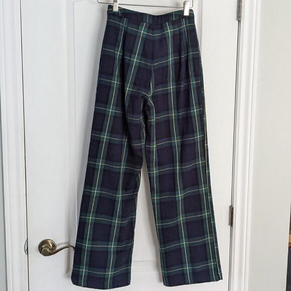 Brandy MELVILLE black watch plaid wide leg high rise XS @L - Picture 2 of 9